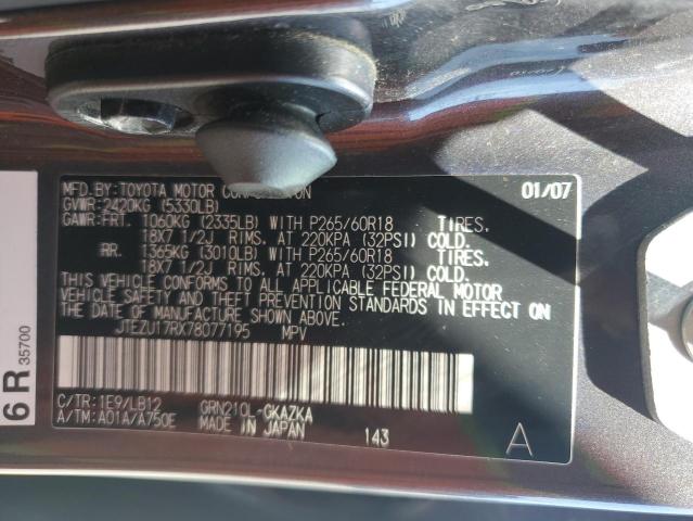 2007 Toyota 4Runner Limited VIN: JTEZU17RX78077195 Lot: 60519254