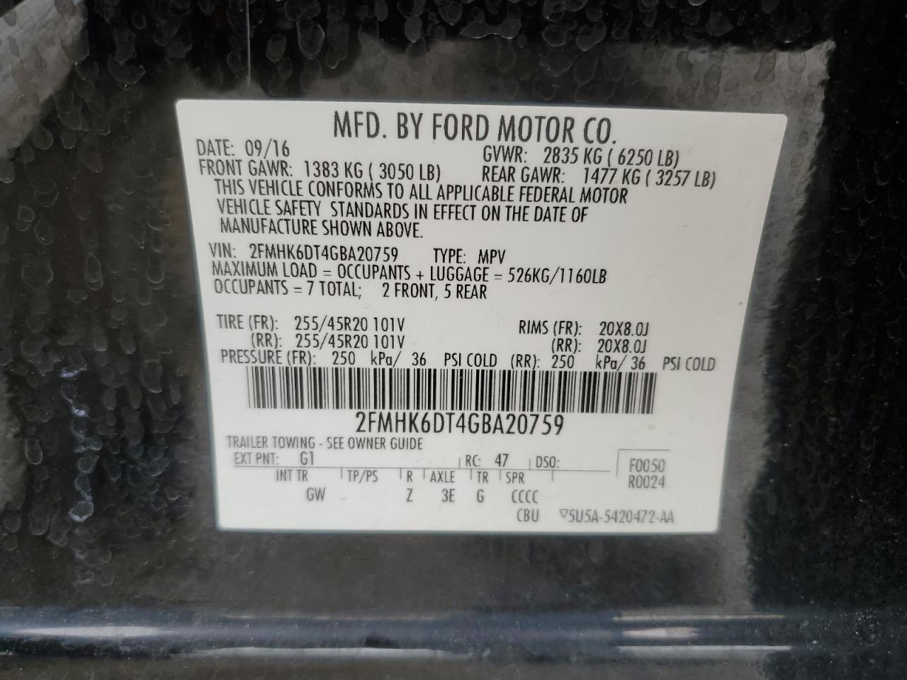 2FMHK6DT4GBA20759 2016 Ford Flex Limited