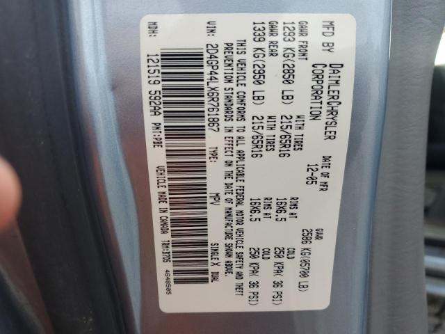 2006 Dodge Grand Caravan Sxt VIN: 2D4GP44LX6R761867 Lot: 60475854