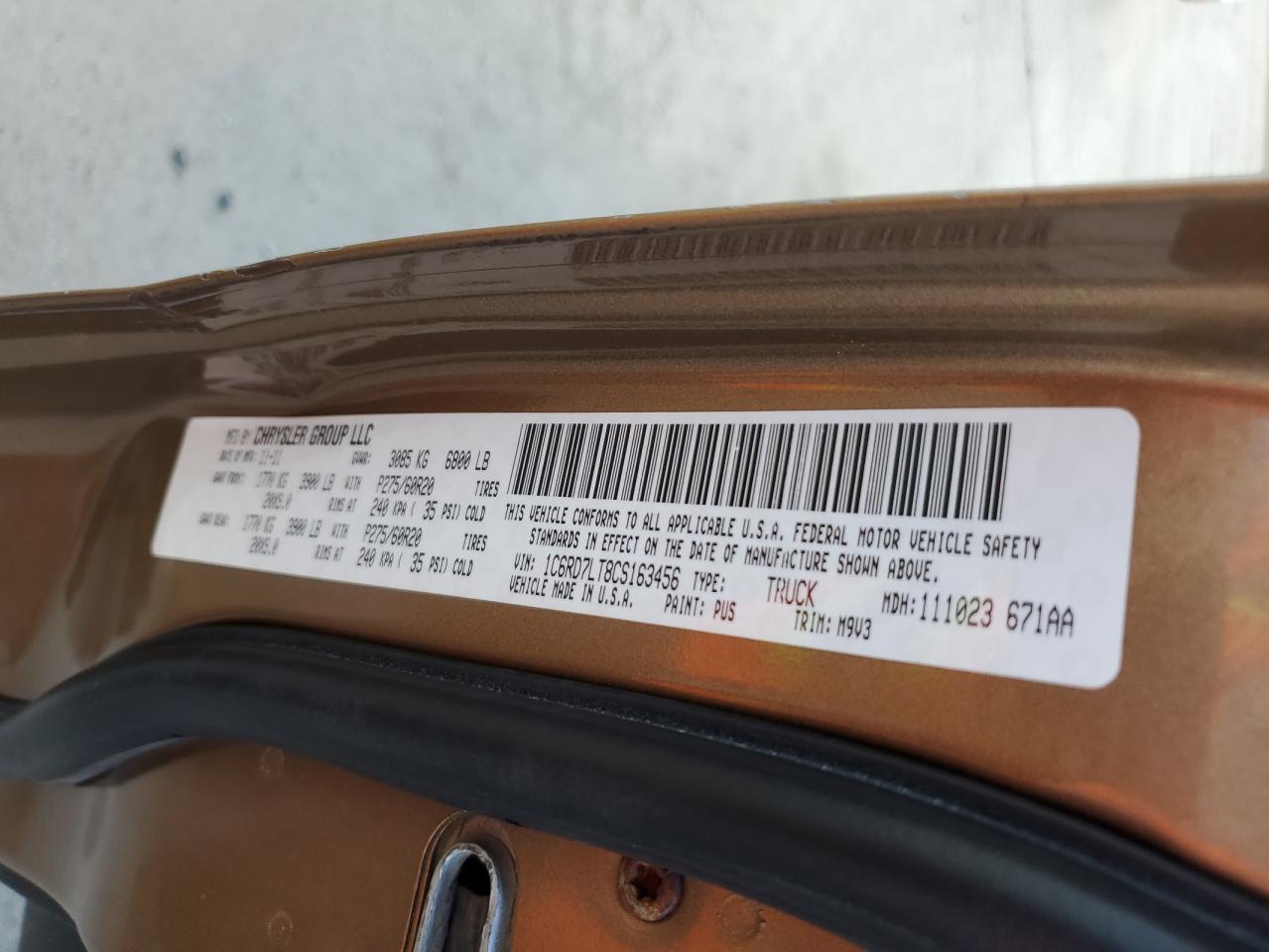 1C6RD7LT8CS163456 2012 Dodge Ram 1500 Slt