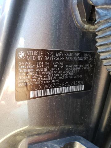 2012 BMW X3 xDrive35I VIN: 5UXWX7C58CL735820 Lot: 57532194