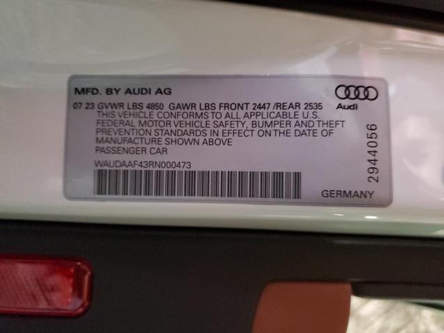 2024 Audi A4 Premium 45 VIN: WAUDAAF43RN000473 Lot: 58919224