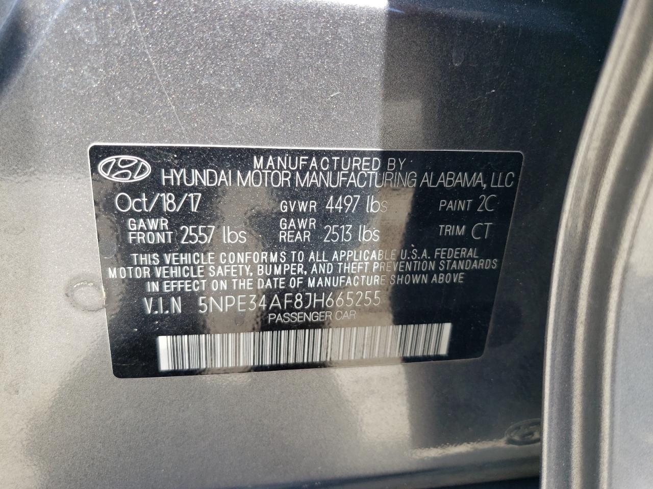 5NPE34AF8JH665255 2018 Hyundai Sonata Sport