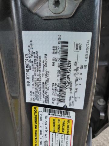 2020 Ford Fusion Titanium VIN: 3FA6P0K96LR203289 Lot: 60267204