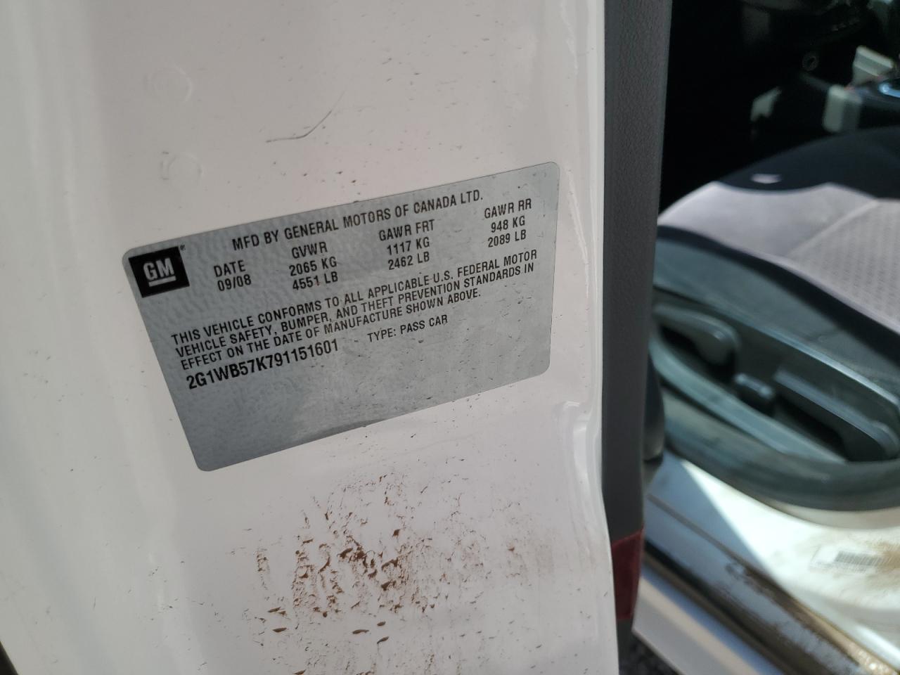 2G1WB57K791151601 2009 Chevrolet Impala Ls