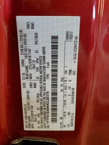 2019 Ford F150 Super Cab VIN: 1FTFX1E45KKC28378 Lot: 57730754