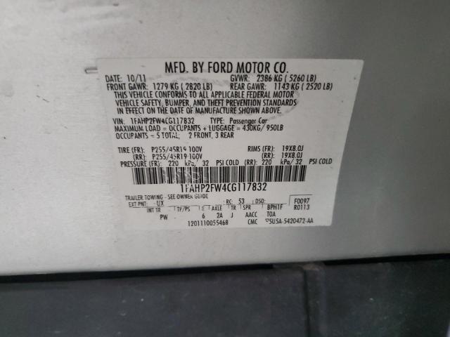 2012 Ford Taurus Limited VIN: 1FAHP2FW4CG117832 Lot: 60947014