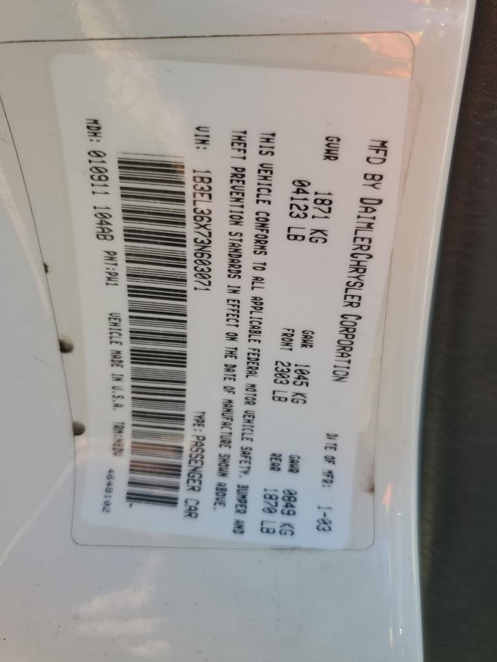 1B3EL36X73N603071 2003 Dodge Stratus Se