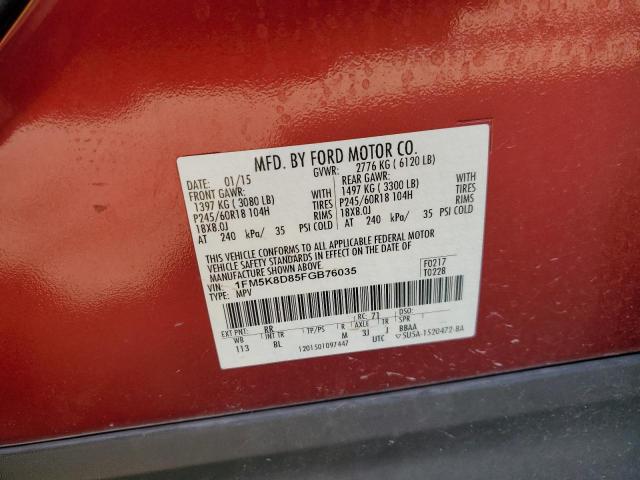 2015 Ford Explorer Xlt VIN: 1FM5K8D85FGB76035 Lot: 58932214