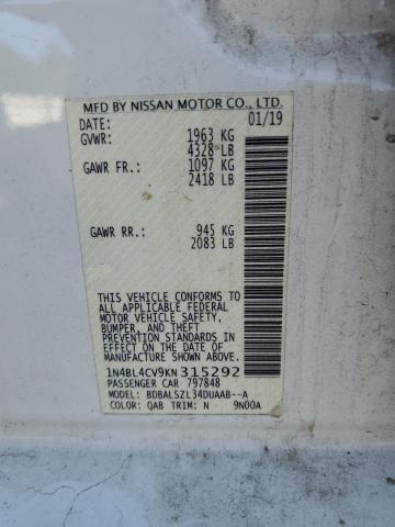 2019 NISSAN ALTIMA SR - 1N4BL4CV9KN315292