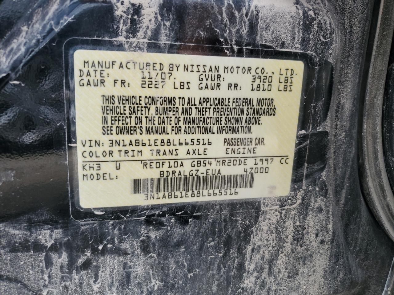 3N1AB61E88L665516 2008 Nissan Sentra 2.0