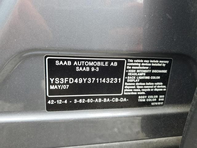 2007 Saab 9-3 2.0T VIN: YS3FD49Y371143231 Lot: 58579414