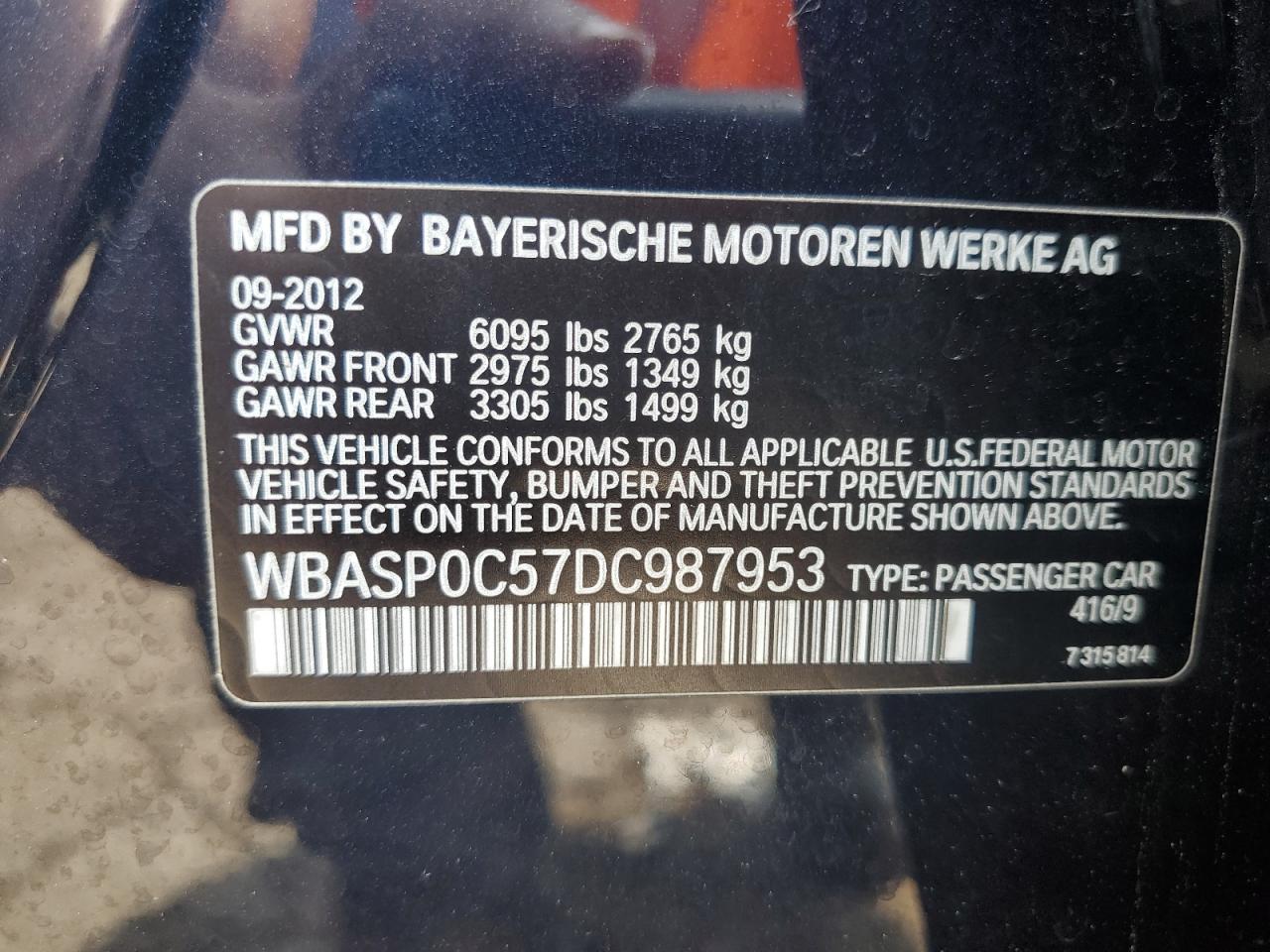 WBASP0C57DC987953 2013 BMW 550 Xigt