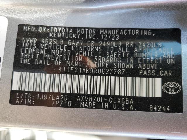 VIN 4T1F31AK9RU627787 2024 Toyota Camry, Xle no.12