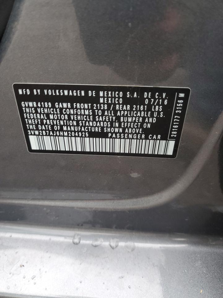 3VW2B7AJ6HM204925 2017 Volkswagen Jetta S