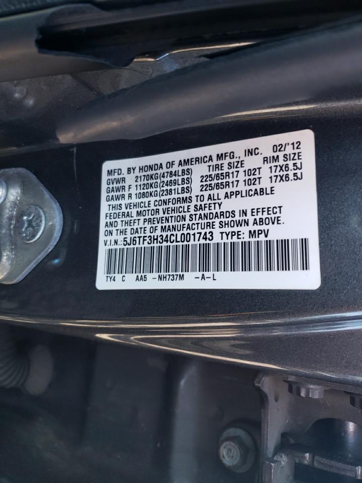 5J6TF3H34CL001743 2012 Honda Crosstour Ex