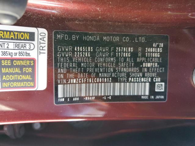 2020 HONDA CLARITY JHMZC5F16LC001912