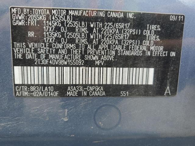 2011 Toyota Rav4 Limited VIN: 2T3DF4DV9BW155092 Lot: 58200674