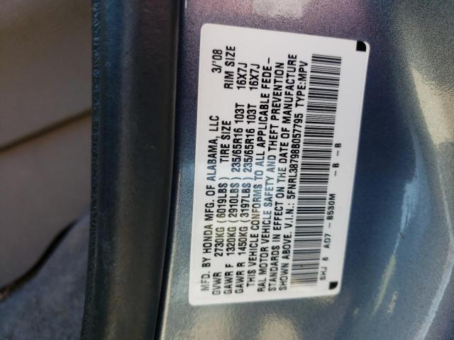 2008 Honda Odyssey Exl VIN: 5FNRL38798B057795 Lot: 57037984