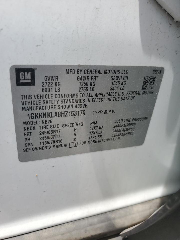 1GKKNKLA8HZ153179 2017 GMC Acadia Sle