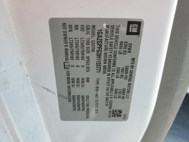 2017 Chevrolet Express G3500 Lt VIN: 1GAZGPFG3H1133771 Lot: 60197304