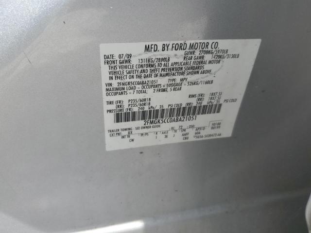 2010 Ford Flex Sel VIN: 2FMGK5CC0ABA21051 Lot: 59528184