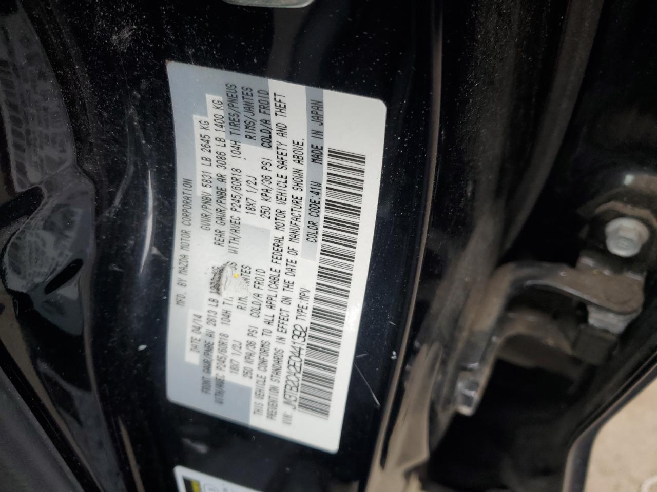 JM3TB2CA2E0441392 2014 Mazda Cx-9 Touring