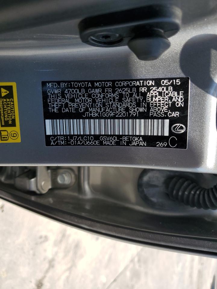 JTHBK1GG9F2201791 2015 Lexus Es 350