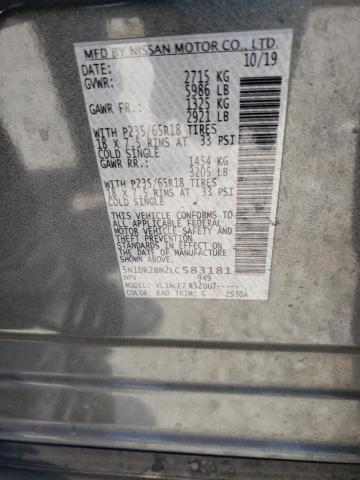 2020 Nissan Pathfinder Sv VIN: 5N1DR2BN2LC583181 Lot: 60105734