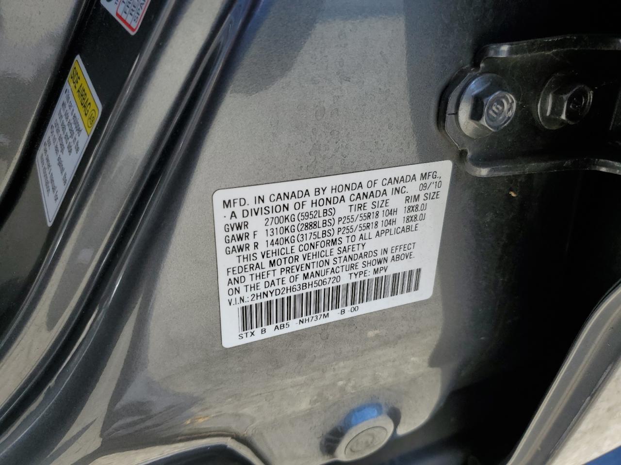 2HNYD2H63BH506720 2011 Acura Mdx Technology