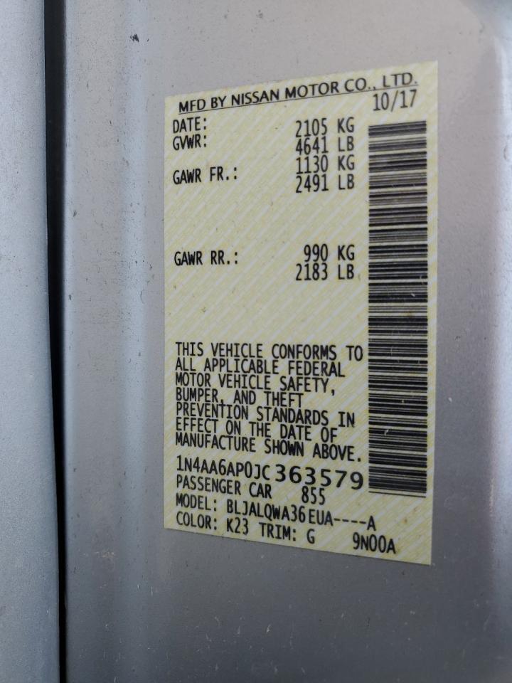 1N4AA6AP0JC363579 2018 Nissan Maxima 3.5S