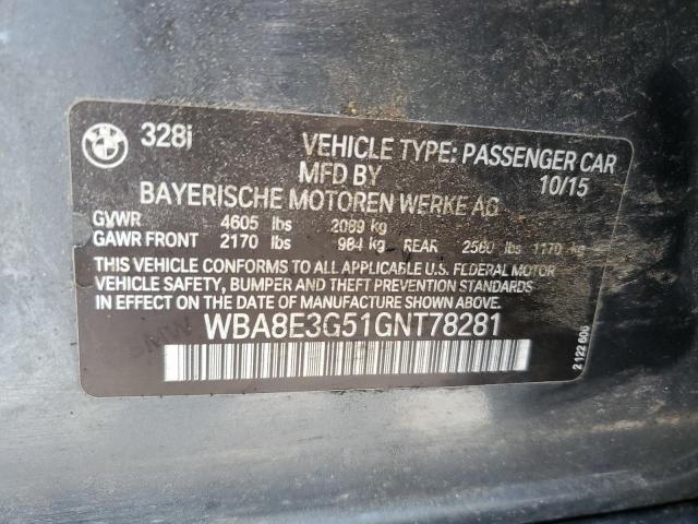 2016 BMW 328 Xi Sulev VIN: WBA8E3G51GNT78281 Lot: 56291724