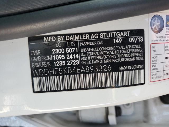 2014 Mercedes-Benz E 350 VIN: WDDHF5KB4EA893326 Lot: 58325234