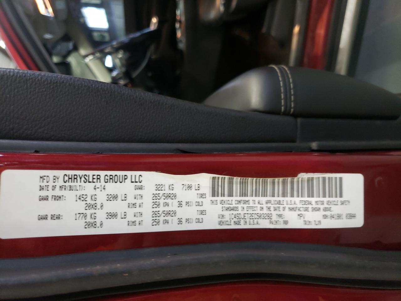 1C4SDJET2EC503282 2014 Dodge Durango Citadel