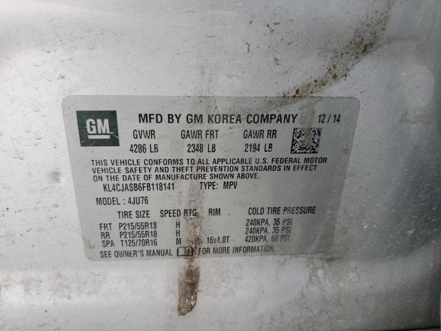 2015 Buick Encore VIN: KL4CJASB6FB118141 Lot: 57601384