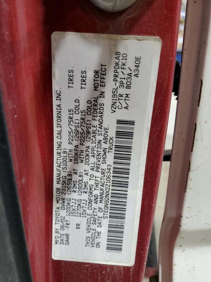 5TEGN92NX2Z106343 2002 Toyota Tacoma Double Cab Prerunner