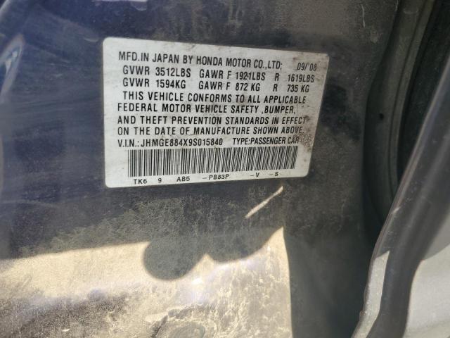 2009 Honda Fit Sport VIN: JHMGE884X9S015840 Lot: 61030224