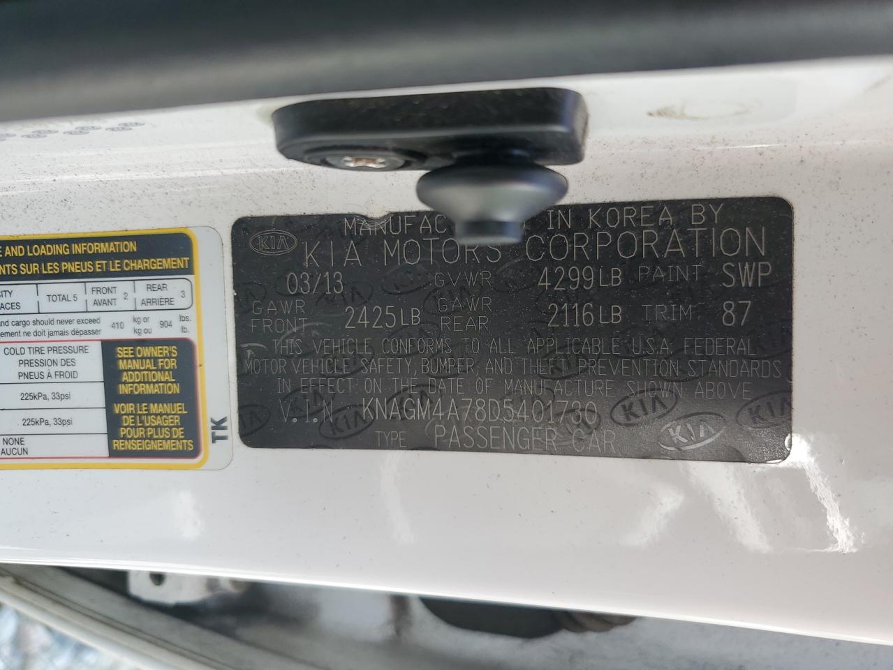 KNAGM4A78D5401730 2013 Kia Optima Lx