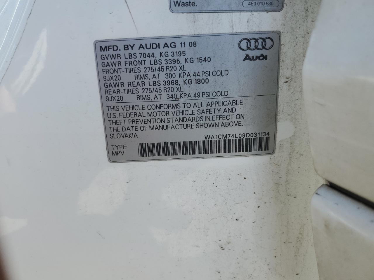 WA1CM74L09D031134 2009 Audi Q7 Tdi S-Line