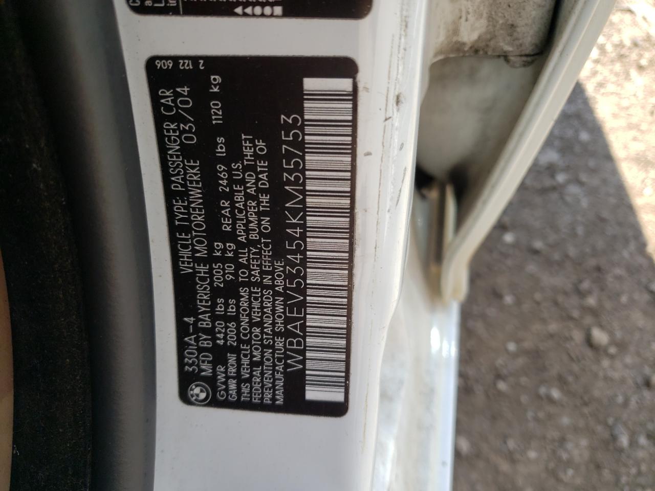 WBAEV53454KM35753 2004 BMW 330 I