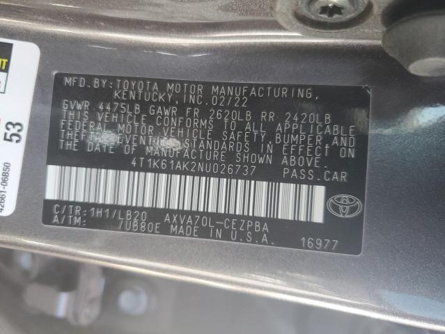 VIN 4T1K61AK2NU026737 2022 Toyota Camry, Xse no.13