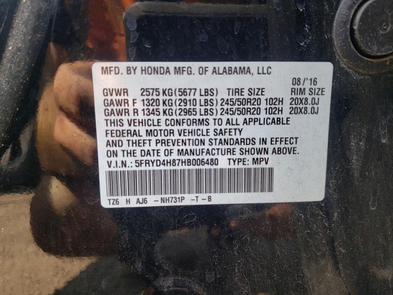 5FRYD4H87HB006480 2017 Acura Mdx Advance