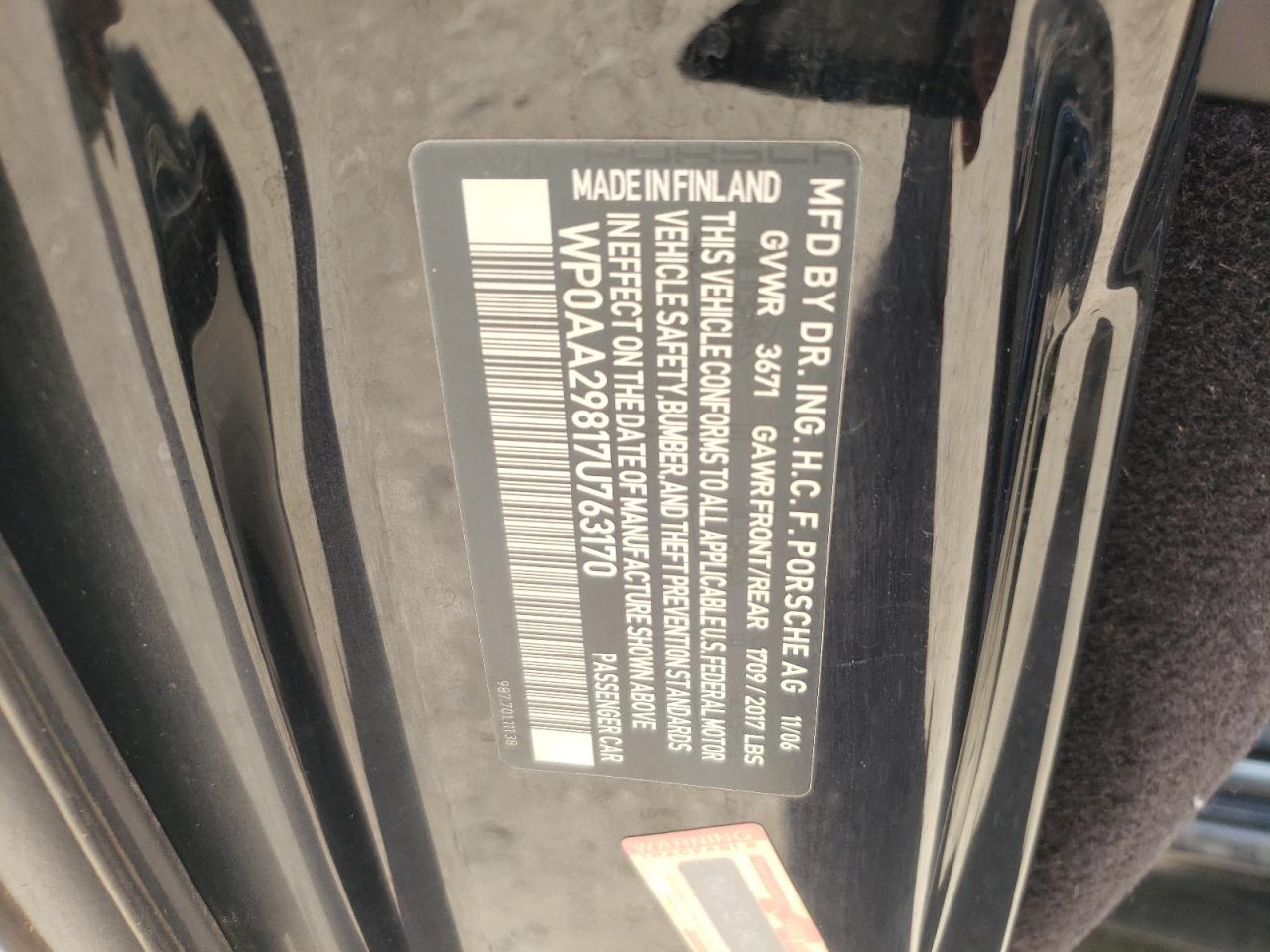 WP0AA29817U763170 2007 Porsche Cayman