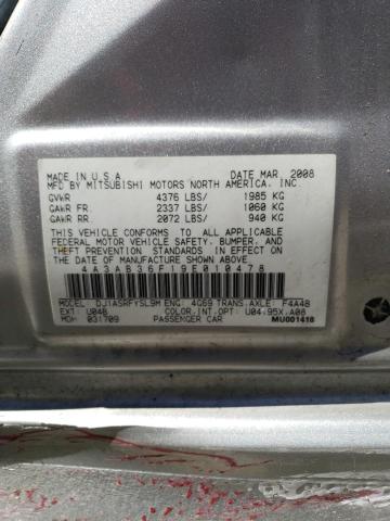 2009 Mitsubishi Galant Es VIN: 4A3AB36F19E010478 Lot: 58511164