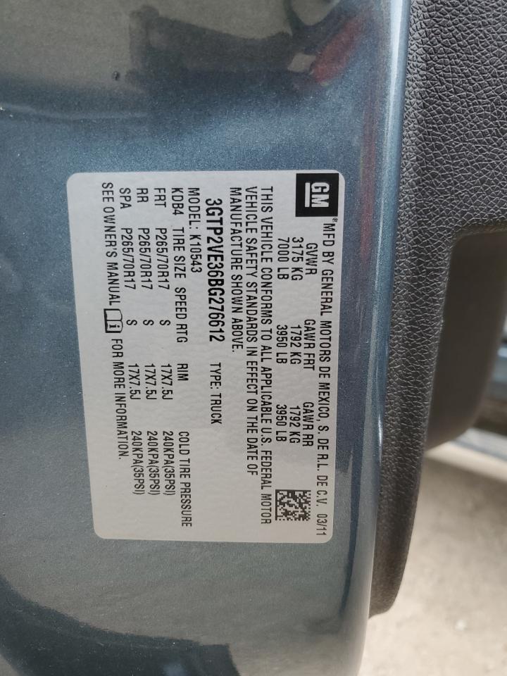 3GTP2VE36BG276612 2011 GMC Sierra K1500 Sle