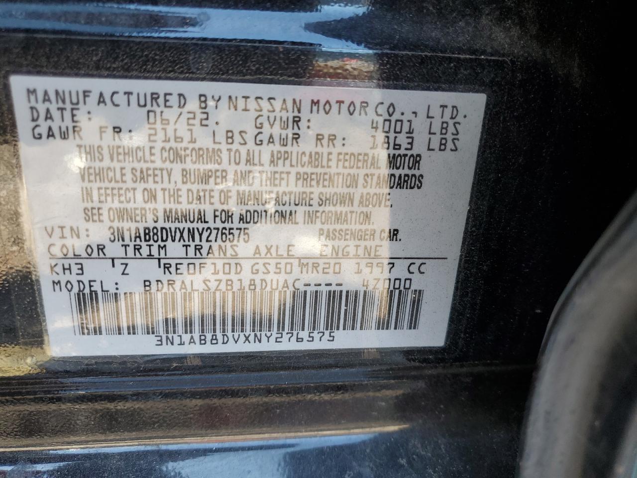 3N1AB8DVXNY276575 2022 Nissan Sentra Sr