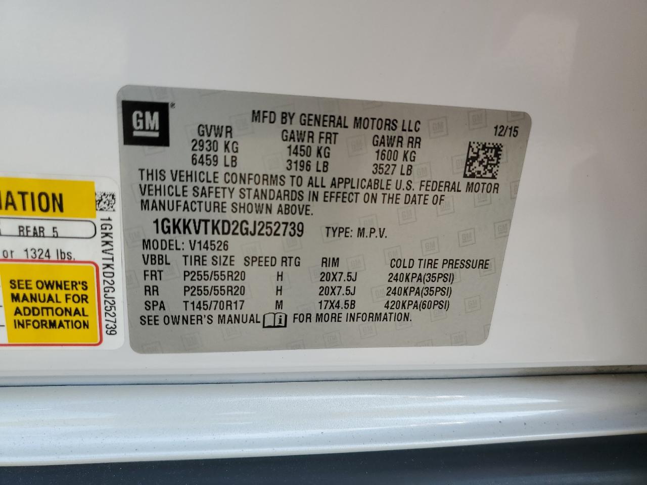 1GKKVTKD2GJ252739 2016 GMC Acadia Denali