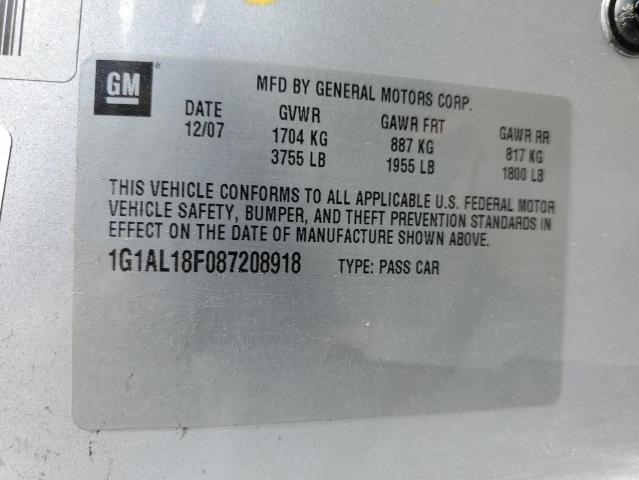 2008 Chevrolet Cobalt Lt VIN: 1G1AL18F087208918 Lot: 58672734
