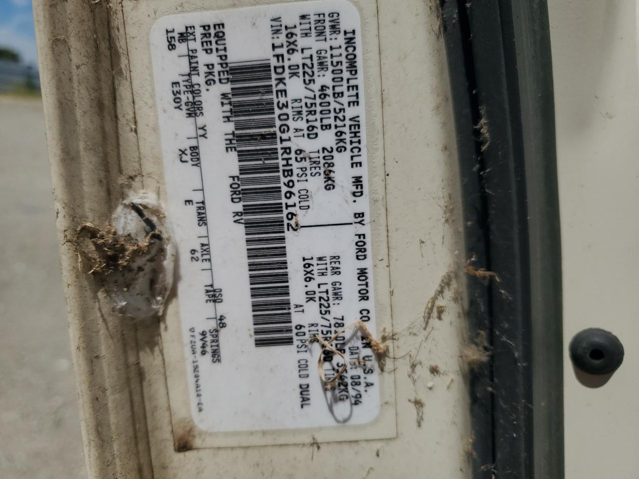 1FDKE30G1RHB96162 1994 Ford Econoline E350 Cutaway Van