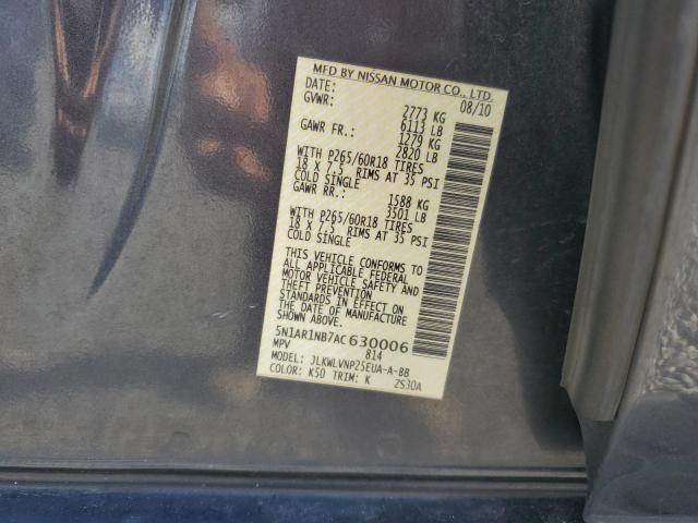 2010 Nissan Pathfinder S VIN: 5N1AR1NB7AC630006 Lot: 60588544